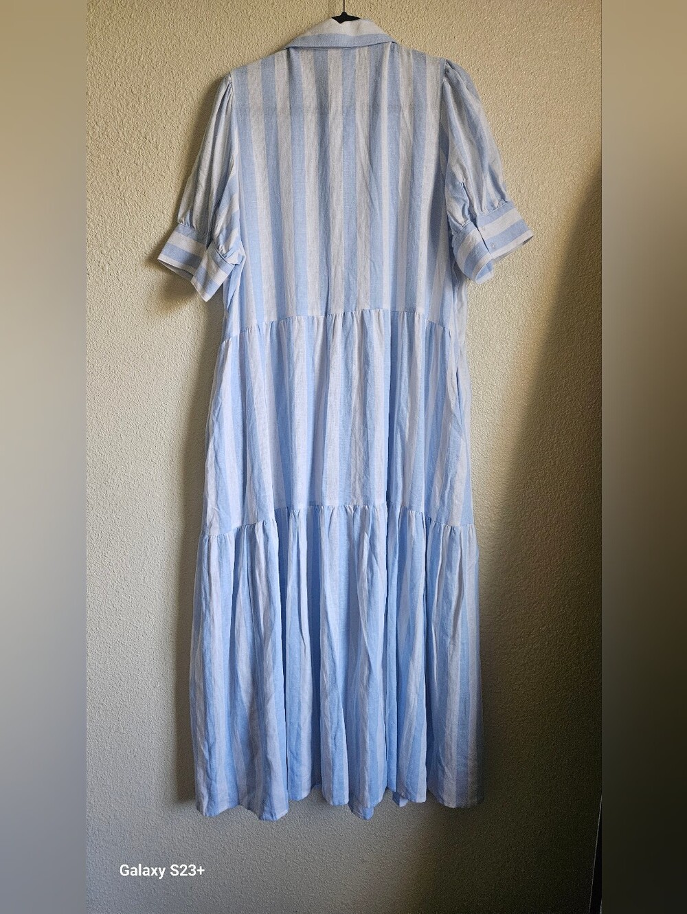 crown & ivy Blue and White Striped Button-Front Midi Dress - Picture 3 of 7